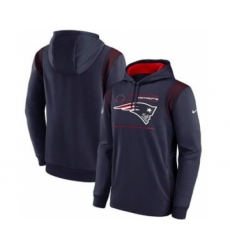 Men's New England Patriots 2021 Navy Sideline Logo Performance Pullover Hoodie