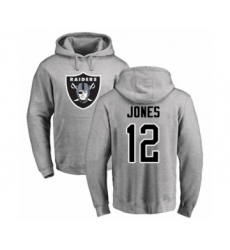 Football Oakland Raiders #12 Zay Jones Ash Name & Number Logo Pullover Hoodie