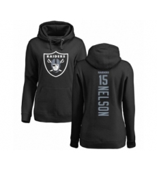 Football Women's Oakland Raiders #15 J. Nelson Black Backer Pullover Hoodie