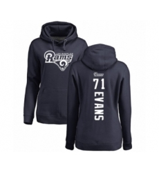 Football Women's Los Angeles Rams #71 Bobby Evans Navy Blue Backer Pullover Hoodie
