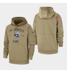 Men's Los Angeles Rams Tan 2019 Salute to Service Sideline Therma Pullover Hoodie