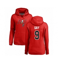 Football Women's Tampa Bay Buccaneers #9 Matt Gay Red Name & Number Logo Pullover Hoodie