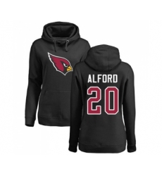 Football Women's Arizona Cardinals #20 Robert Alford Black Name & Number Logo Pullover Hoodie