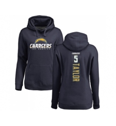 Football Women's Los Angeles Chargers #5 Tyrod Taylor Navy Blue Backer Pullover Hoodie