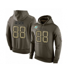 Football Miami Dolphins #88 Mike Gesicki Green Salute To Service Men's Pullover Hoodie