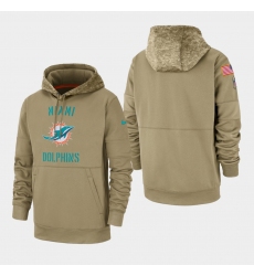 Men's Miami Dolphins Tan 2019 Salute to Service Sideline Therma Pullover Hoodie
