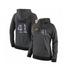 Football Women's Philadelphia Eagles #41 Johnathan Cyprien Stitched Black Anthracite Salute to Service Player Performance Hoodie
