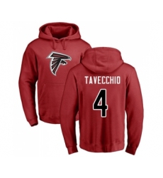 Football Atlanta Falcons #4 Giorgio Tavecchio Red Name & Number Logo Pullover Hoodie