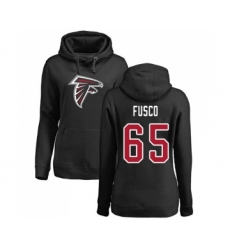 Football Women's Atlanta Falcons #65 Brandon Fusco Black Name & Number Logo Pullover Hoodie