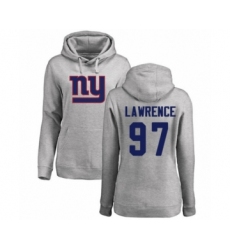 Football Women's New York Giants #97 Dexter Lawrence Ash Name & Number Logo Pullover Hoodie
