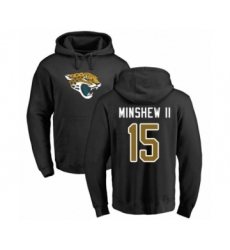 Football Jacksonville Jaguars #15 Gardner Minshew II Black Name & Number Logo Pullover Hoodie
