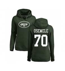 Football Women's New York Jets #70 Kelechi Osemele Green Name & Number Logo Pullover Hoodie