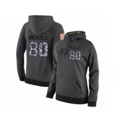 Football Women's Detroit Lions #80 Danny Amendola Stitched Black Anthracite Salute to Service Player Performance Hoodie