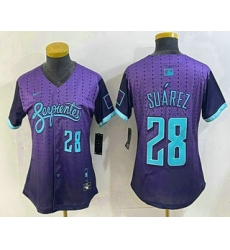 Women's Arizona Diamondbacks #28 Eugenio Suarez Number Purple 2025 City Connect Limited Jersey