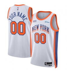 Men's New Yok Knicks Active Player Custom White 2024-25 City Edition Stitched Basketball Jersey