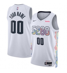 Men's Denver Nuggets Active Player Custom White 2024-25 City Edition Stitched Basketball Jersey