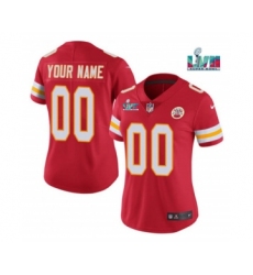 Women's Kansas City Chiefs Customized Red Super Bowl LVII Limited Stitched Jersey(Run Small