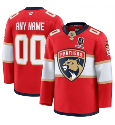 Men's Florida Panthers Custom Red Home 2025 Stanley Cup Champions Patch Stitched Jersey
