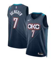 Men's Oklahoma City Thunder #7 Chet Holmgren Navy 2025-26 City Edition Swingman Stitched Basketball Jersey