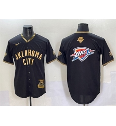 Men's Oklahoma City Thunder Team Big Logo Black Gold 2025 Finals Vapor Stitched Baseball Jersey