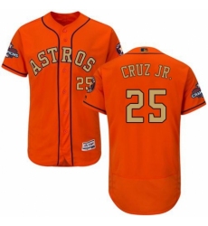 Men's Majestic Houston Astros #25 Jose Cruz Jr. Orange Alternate 2018 Gold Program Flex Base Authentic Collection MLB Jersey