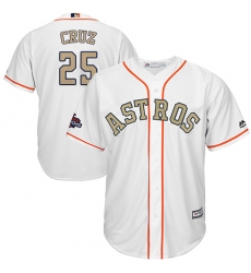 Men's Majestic Houston Astros #25 Jose Cruz Jr. Replica White 2018 Gold Program Cool Base MLB Jersey