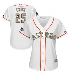 Women's Majestic Houston Astros #25 Jose Cruz Jr. Authentic White 2018 Gold Program Cool Base MLB Jersey