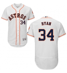 Men's Majestic Houston Astros #34 Nolan Ryan White Home Flex Base Authentic Collection MLB Jersey
