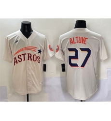 Men's Houston Astros #27 Jose Altuve Cream Throwback Cooperstown Collection Limited Stitched Baseball Jersey
