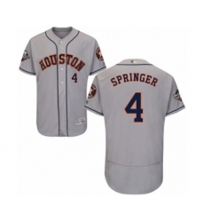 Men's Houston Astros #4 George Springer Grey Road Flex Base Authentic Collection 2019 World Series Bound Baseball Jersey