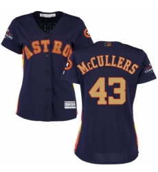 Women's Majestic Houston Astros #43 Lance McCullers Authentic Navy Blue Alternate 2018 Gold Program Cool Base MLB Jersey