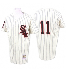 Men's Mitchell and Ness 1959 Chicago White Sox #11 Luis Aparicio Replica Cream Throwback MLB Jersey