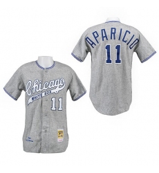 Men's Mitchell and Ness 1969 Chicago White Sox #11 Luis Aparicio Replica Grey Throwback MLB Jersey