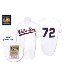 Men's Mitchell and Ness 1990 Chicago White Sox #72 Carlton Fisk Replica White Throwback MLB Jersey