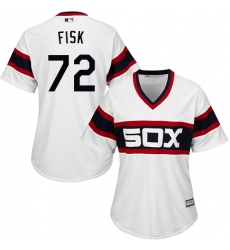 Women's Majestic Chicago White Sox #72 Carlton Fisk Replica White 2013 Alternate Home Cool Base MLB Jersey