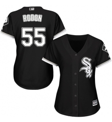 Women's Majestic Chicago White Sox #55 Carlos Rodon Replica Black Alternate Home Cool Base MLB Jersey