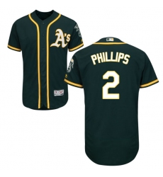 Men's Majestic Oakland Athletics #2 Tony Phillips Green Alternate Flex Base Authentic Collection MLB Jersey