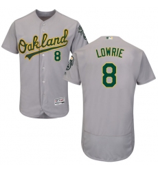 Men's Majestic Oakland Athletics #8 Jed Lowrie Grey Road Flex Base Authentic Collection MLB Jersey