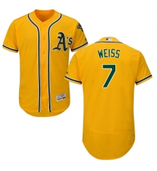Men's Majestic Oakland Athletics #7 Walt Weiss Gold Alternate Flex Base Authentic Collection MLB Jersey