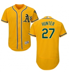 Men's Majestic Oakland Athletics #27 Catfish Hunter Gold Alternate Flex Base Authentic Collection MLB Jersey