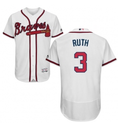 Men's Majestic Atlanta Braves #3 Babe Ruth White Home Flex Base Authentic Collection MLB Jersey