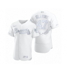 Men Tom Glavine #47 Atlanta Braves White Awards Collection NL Cy Young Jersey