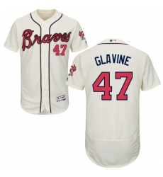 Men's Majestic Atlanta Braves #47 Tom Glavine Cream Alternate Flex Base Authentic Collection MLB Jersey