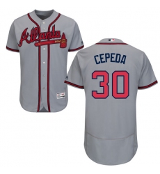 Men's Majestic Atlanta Braves #30 Orlando Cepeda Grey Road Flex Base Authentic Collection MLB Jersey