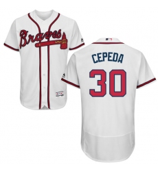 Men's Majestic Atlanta Braves #30 Orlando Cepeda White Home Flex Base Authentic Collection MLB Jersey
