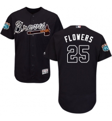 Men's Majestic Atlanta Braves #25 Tyler Flowers Navy Blue Alternate Flex Base Authentic Collection MLB Jersey