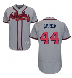 Men's Majestic Atlanta Braves #44 Hank Aaron Grey Road Flex Base Authentic Collection MLB Jersey