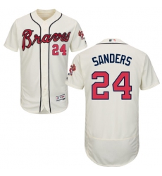Men's Majestic Atlanta Braves #24 Deion Sanders Cream Alternate Flex Base Authentic Collection MLB Jersey