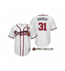 Women 2019 Armed Forces Day Greg Maddux #31 Atlanta Braves White Jersey
