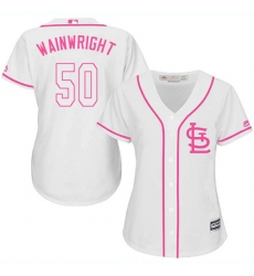 Women's Majestic St. Louis Cardinals #50 Adam Wainwright Authentic White Fashion Cool Base MLB Jersey
